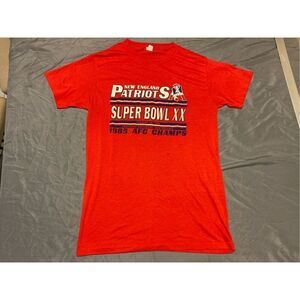 Vintage New England Patriots Shirt Mens Medium Red Single Stitch 1985 NFL